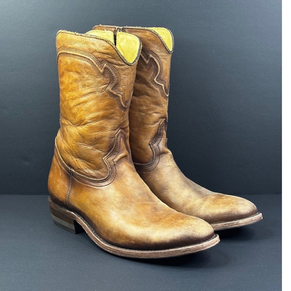 Corral Handcrafted Boots Mens 11 EE Tan Distressed Leather Western C3892 Zip